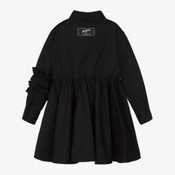 MSGM-Girls Black Cotton Ruffle Dress | Childrensalon Outlet
