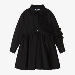 MSGM-Girls Black Cotton Ruffle Dress | Childrensalon Outlet