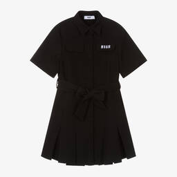 MSGM-Girls Black Crêpe Shirt Dress | Childrensalon Outlet
