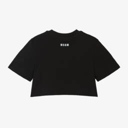 MSGM-Girls Black Diamanté Cotton Top | Childrensalon Outlet