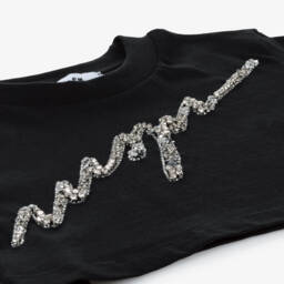 MSGM-Girls Black Diamanté Cotton Top | Childrensalon Outlet
