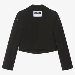 MSGM-Girls Black Diamanté Cropped Blazer | Childrensalon Outlet