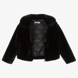 MSGM-جاكيت فرو صناعي لون أسود للبنات | Childrensalon Outlet