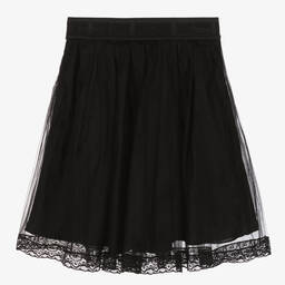 MSGM-Girls Black Tulle & Lace Skirt | Childrensalon Outlet