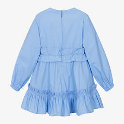 MSGM-Girls Blue Cotton Poplin Dress | Childrensalon Outlet