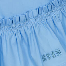 MSGM-Girls Blue Cotton Poplin Dress | Childrensalon Outlet