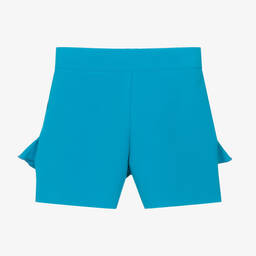MSGM-Girls Blue Crêpe Frilled Shorts | Childrensalon Outlet