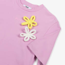 MSGM-تي شيرت بناتي قطن وردي مزهر | Childrensalon Outlet