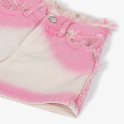 MSGM-Girls Blush-Toned Cotton Denim Shorts | Childrensalon Outlet