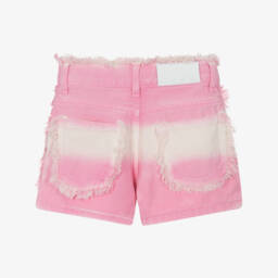 MSGM-Girls Blush-Toned Cotton Denim Shorts | Childrensalon Outlet