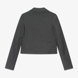 MSGM-Girls Charcoal Short Pinstripe Jacket | Childrensalon Outlet