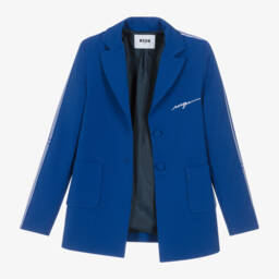 MSGM-Синий пиджак с логотипом курсивом для девочек | Childrensalon Outlet