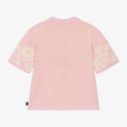 MSGM-Розовая хлопковая рубашка поло с цветами для девочек | Childrensalon Outlet