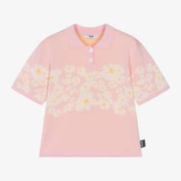 MSGM-Розовая хлопковая рубашка поло с цветами для девочек | Childrensalon Outlet