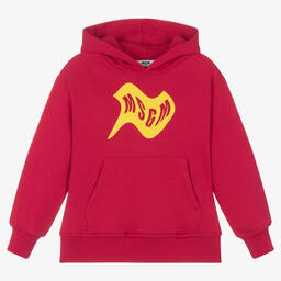 MSGM-Girls Deep Pink Cotton Hoodie | Childrensalon Outlet