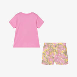 MSGM-Футболка и шорты с цветочным узором для девочек розовые | Childrensalon Outlet