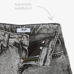 MSGM-Girls Grey Stone Wash Denim Shorts | Childrensalon Outlet