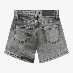 MSGM-Girls Grey Stone Wash Denim Shorts | Childrensalon Outlet