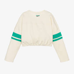 MSGM-Girls Ivory Cheer Cotton Top | Childrensalon Outlet