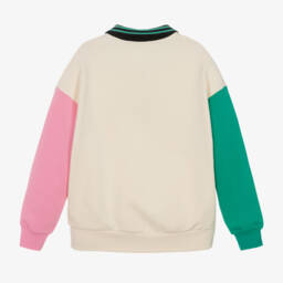 MSGM-Girls Ivory Colourblock Cotton Top | Childrensalon Outlet