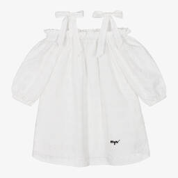MSGM-Girls Ivory Cotton Broderie Anglaise Dress | Childrensalon Outlet