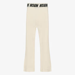 MSGM-Girls Ivory Ribbed Knit Trousers | Childrensalon Outlet