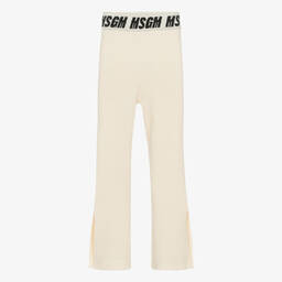 MSGM-Girls Ivory Ribbed Knit Trousers | Childrensalon Outlet