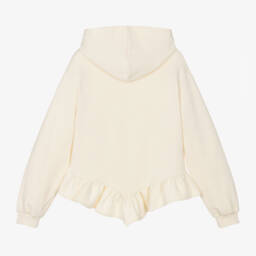 MSGM-Girls Ivory Sparkle Heart Hoodie | Childrensalon Outlet