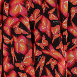 MSGM-Girls Orange & Black Butterfly Dress | Childrensalon Outlet