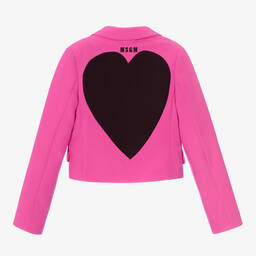 MSGM-Girls Pink & Black Heart Blazer | Childrensalon Outlet