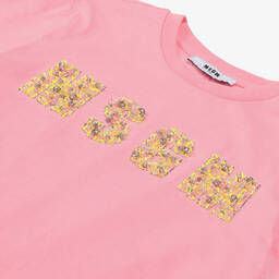 MSGM-Розовая укороченная футболка из хлопка для девочек | Childrensalon Outlet