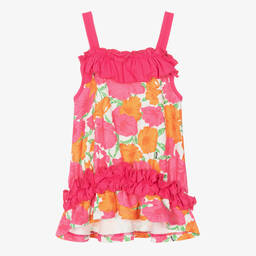 MSGM-Girls Pink Floral Cotton Dress | Childrensalon Outlet