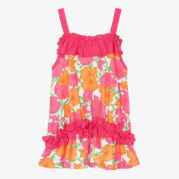 MSGM-Girls Pink Floral Cotton Dress | Childrensalon Outlet
