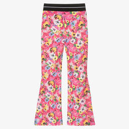 MSGM-Girls Pink Floral Flared Leggings | Childrensalon Outlet