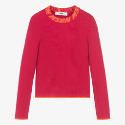 MSGM Girls Pink Knit Jumper Childrensalon Outlet