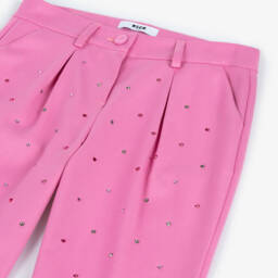 MSGM-Girls Pink Sparkle Viscose Trousers | Childrensalon Outlet
