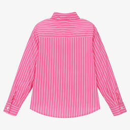 MSGM-Girls Pink Stripe Butterfly Shirt | Childrensalon Outlet