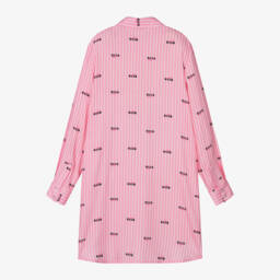 MSGM-فستان بتصميم قميص فيسكوز مقلم لون زهري | Childrensalon Outlet