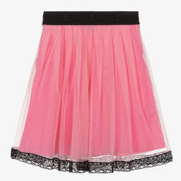 MSGM-Girls Pink Tulle & Lace Skirt | Childrensalon Outlet