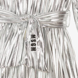 MSGM-Плиссированное платье цвета серебристый металлик | Childrensalon Outlet