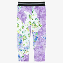 MSGM-Girls Purple Floral Leggings | Childrensalon Outlet