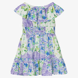 MSGM-Фиолетовое платье из вискозы с цветами | Childrensalon Outlet