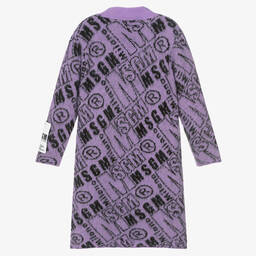 MSGM-Girls Purple Logo Knit Coat | Childrensalon Outlet
