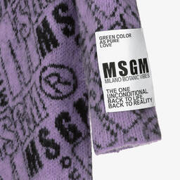 MSGM-Girls Purple Logo Knit Coat | Childrensalon Outlet