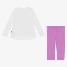 MSGM-Girls Purple & White Cotton Leggings Set | Childrensalon Outlet
