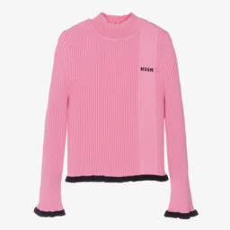 إم إس جي إم-بلوفر بياقة عالية مضلع لون زهري للبنات | Childrensalon Outlet