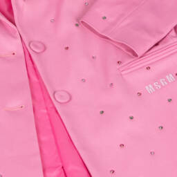 MSGM-Girls Shimmering Pink Twill Blazer | Childrensalon Outlet