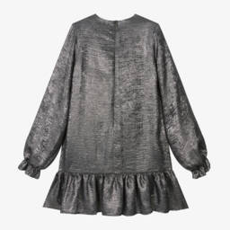 MSGM-Girls Shimmering Silver Party Dress | Childrensalon Outlet