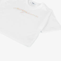 MSGM-Girls Sparkling White Cotton Tee | Childrensalon Outlet