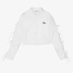 MSGM-Girls White Cotton Bows Shirt | Childrensalon Outlet